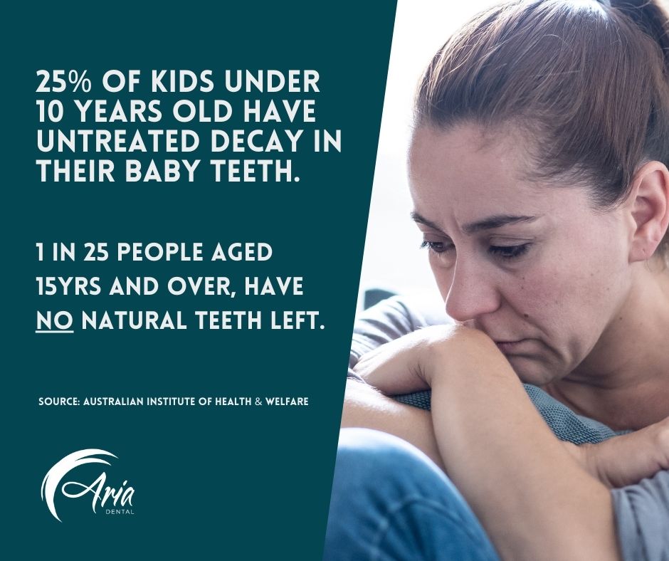 dental facts, lady sitting with hands in front of her face